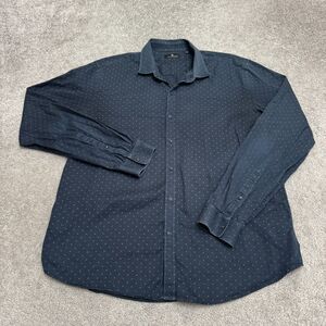 7 Diamonds Fortune Soul Premium Button Down Shirt Men XL Blue Cotton Long Sleeve